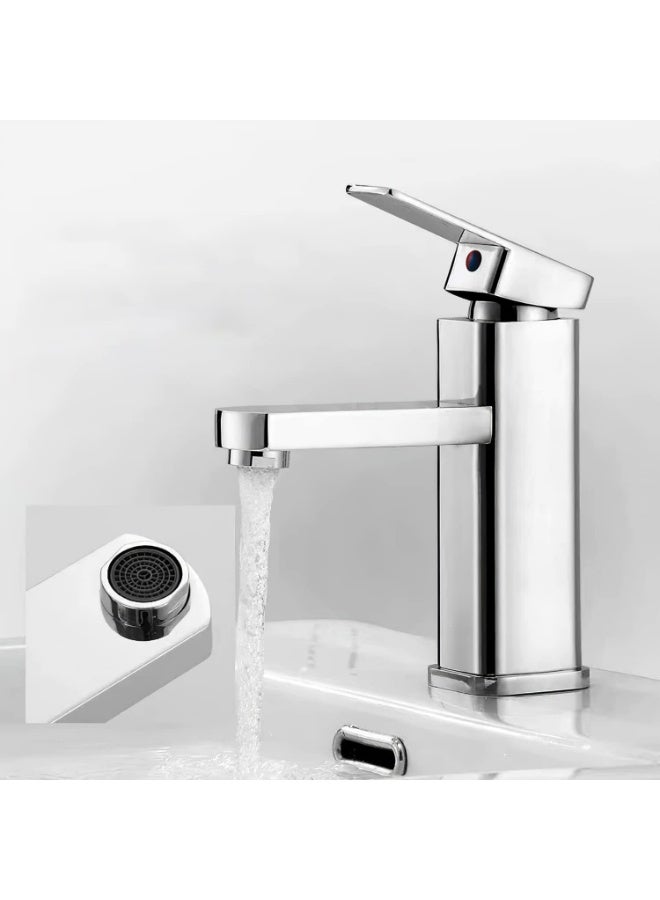 واي دي صنبور حمام مربع عصري بذراع تحكم واحد، خلاط حوض متين، صنبور حمام موفر للمياه، صنبور حوض غسيل أنيق وعصري للاستخدام المنزلي والفندقي - Image 5